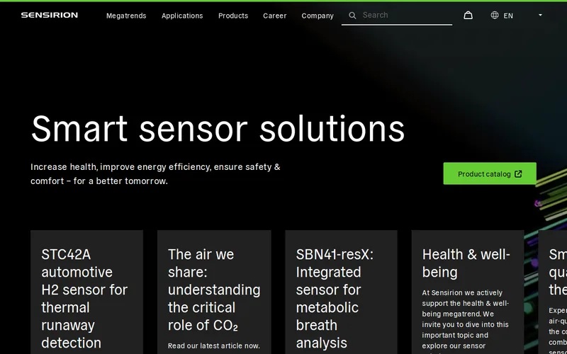 Website snapshot for Sensirion AG