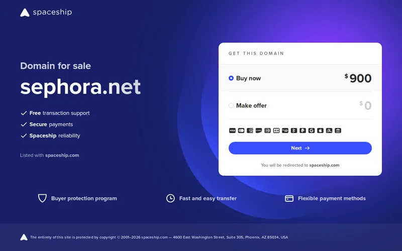 Website snapshot for Sephora