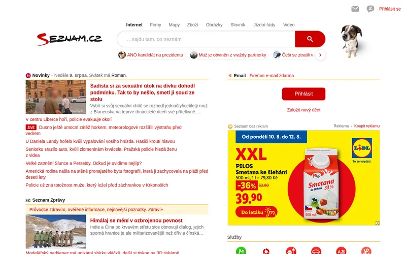 Website snapshot for Seznam