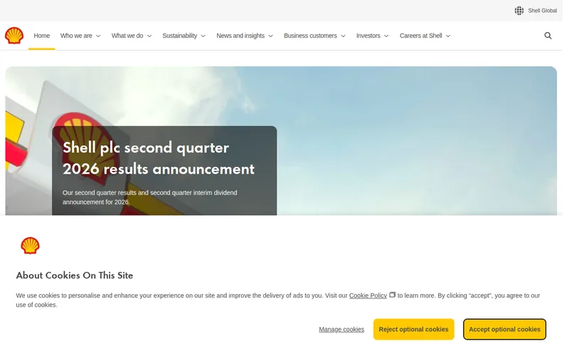 Website snapshot for Shell