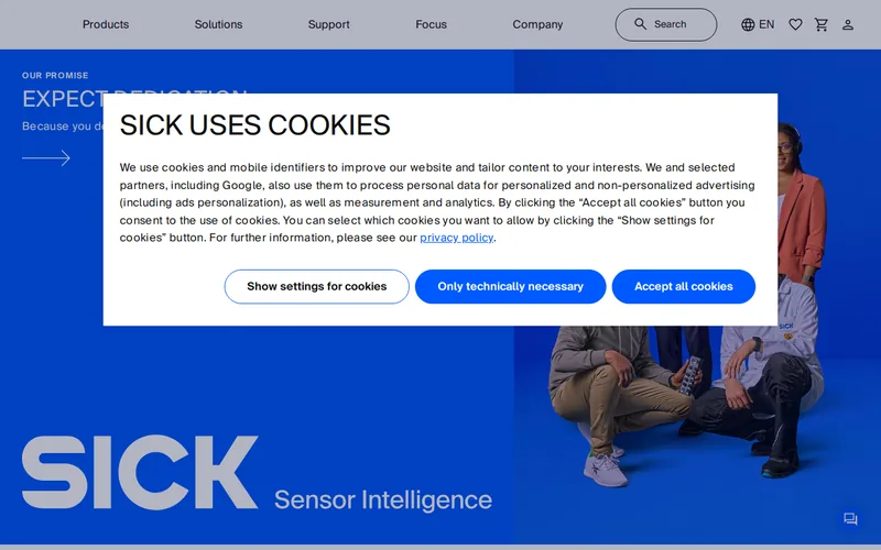 Website snapshot for Sick AG