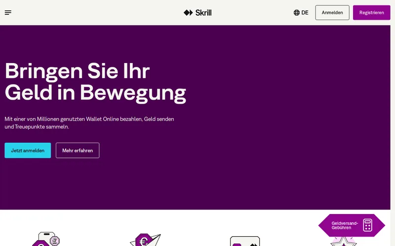 Website snapshot for Skrill