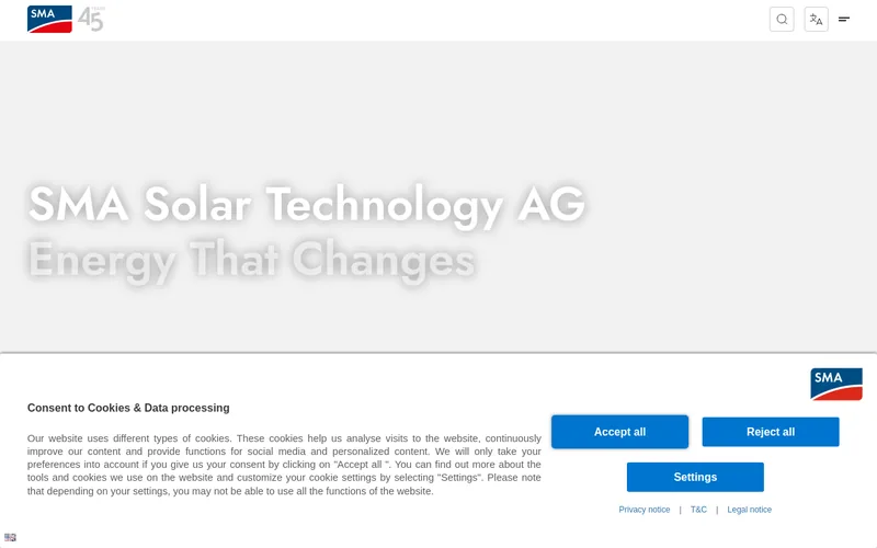 Website snapshot for SMA Solar Technology