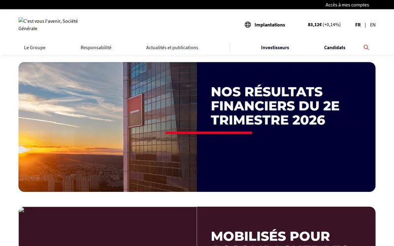 Website snapshot for Société Générale