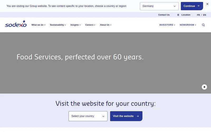 Website snapshot for Sodexo