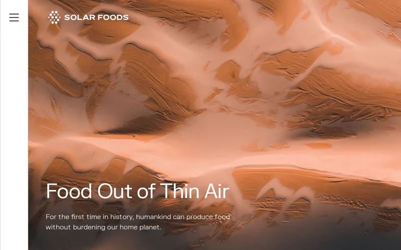 Website snapshot for Solar Foods