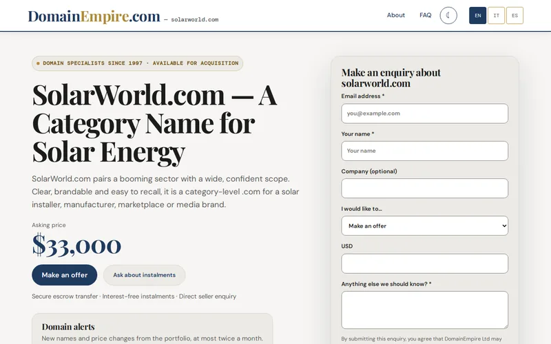 Website snapshot for Solarworld