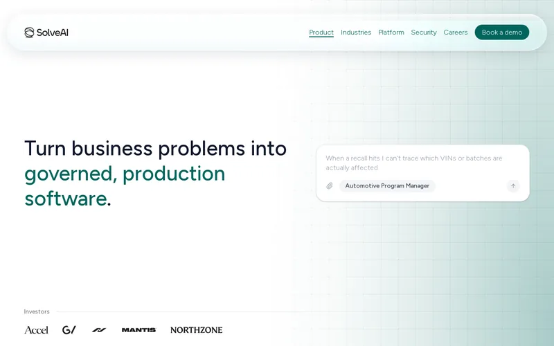 Website snapshot for SolveAI
