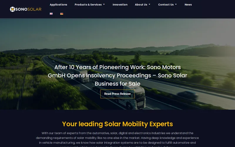 Website snapshot for SonoSolar
