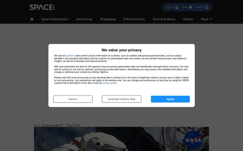 Website snapshot for Space