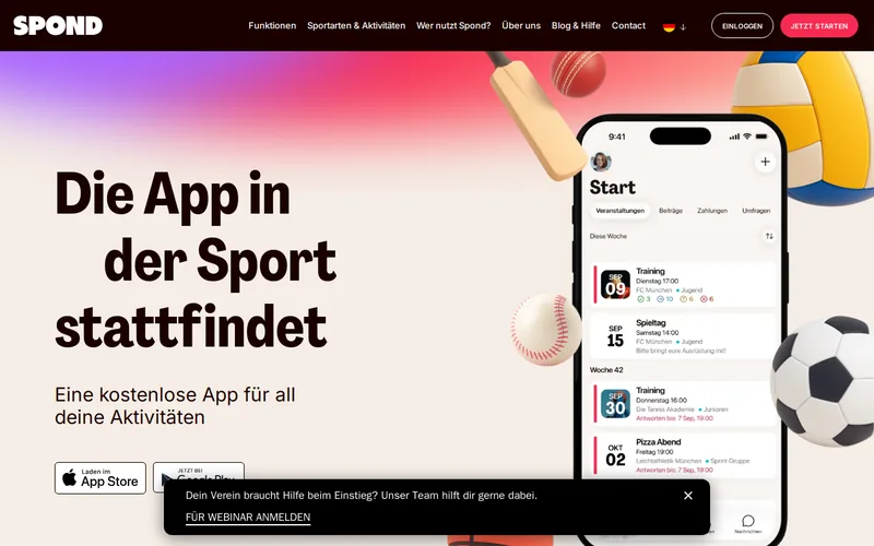 Website snapshot for Spond