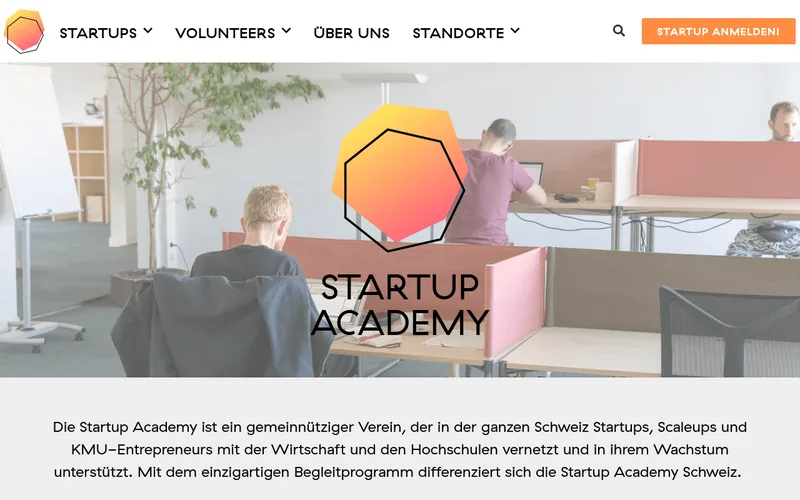Website snapshot for Startup Academy: Home