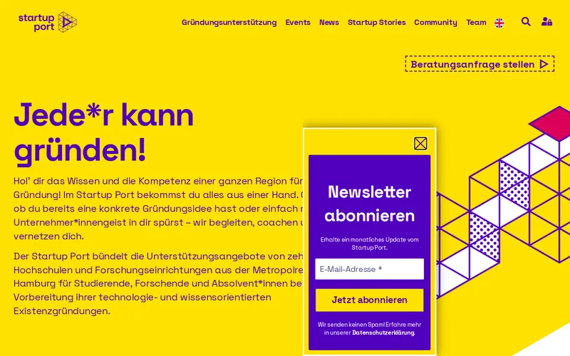 Website snapshot for Startup Port