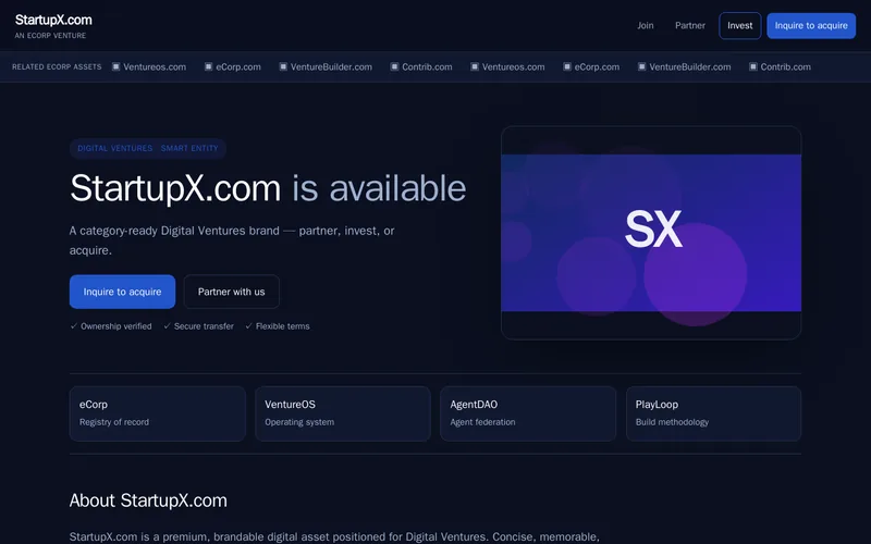 Website snapshot for StartupX