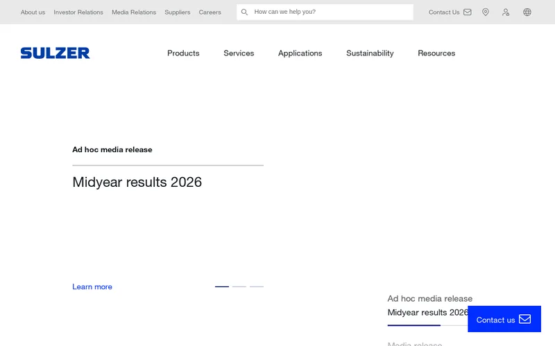 Website snapshot for Sulzer
