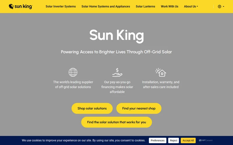 Website snapshot for Sun King