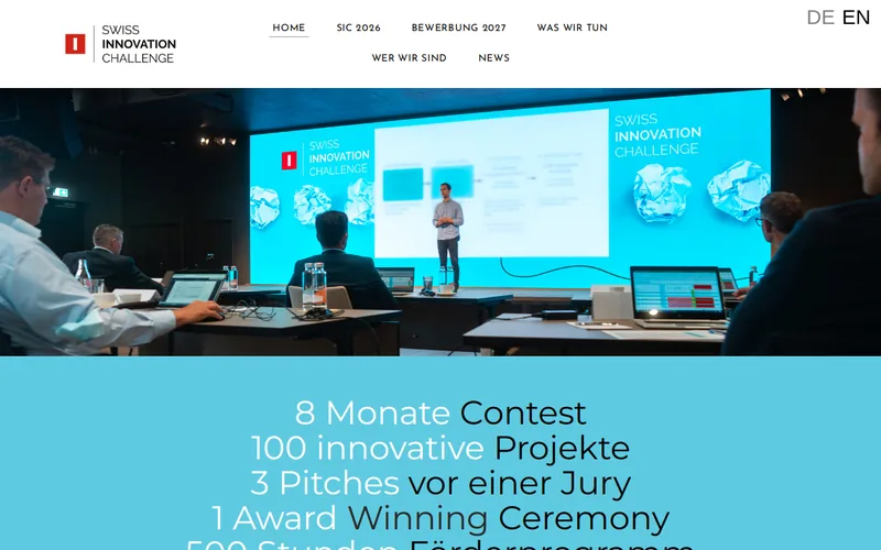 Website snapshot for SWISS INNOVATION CHALLENGE - HOME