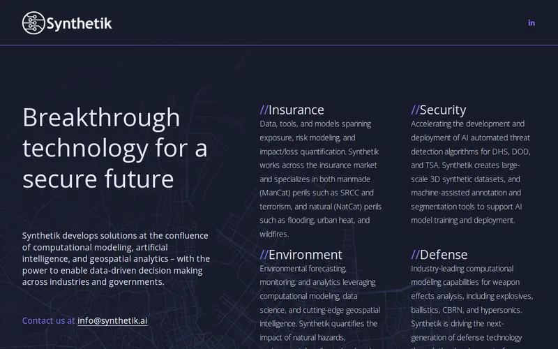 Website snapshot for Synthetik AI