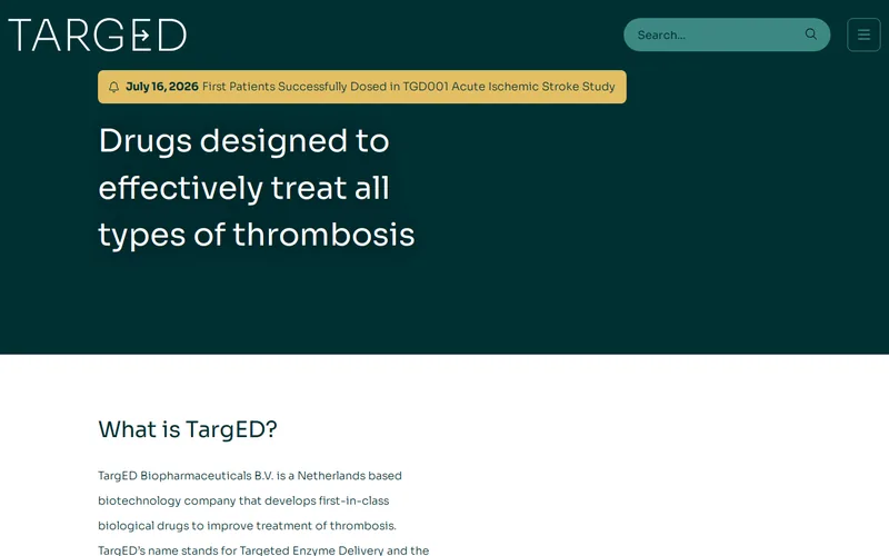 Website snapshot for TargED Biopharmaceuticals