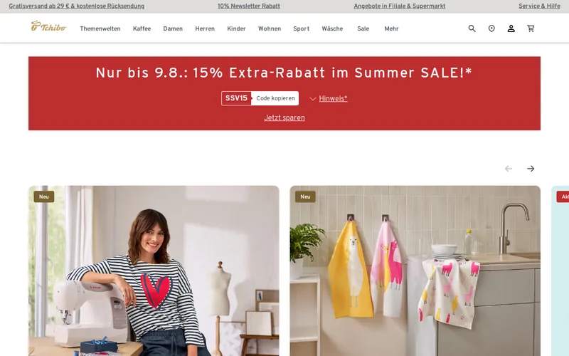 Website snapshot for Tchibo