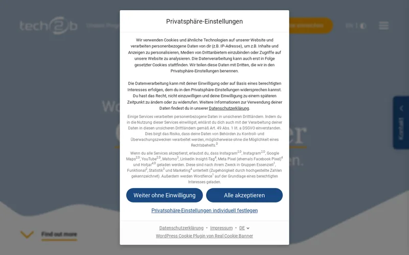 Website snapshot for tech2b