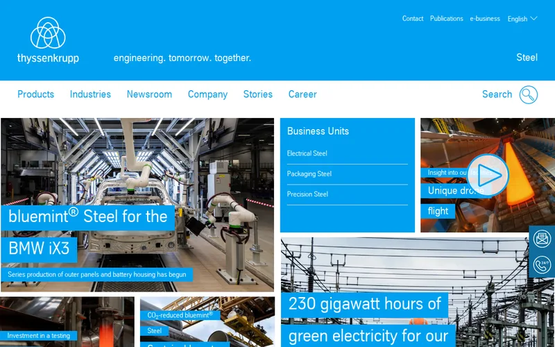 Website snapshot for thyssenkrupp steel