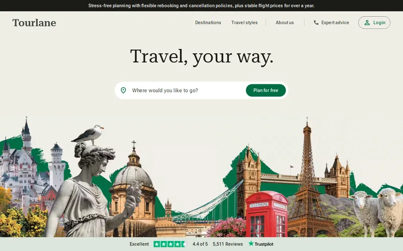 Website snapshot for Tourlane