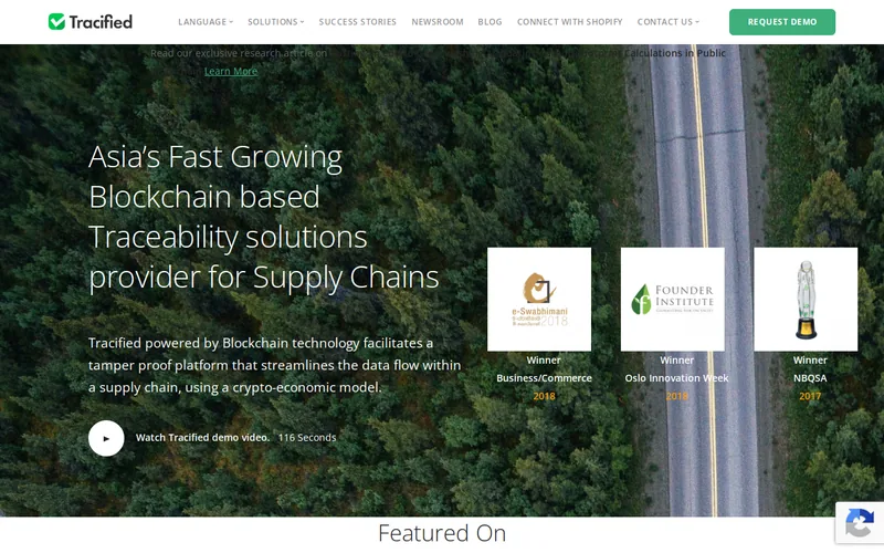 Website snapshot for Tracified