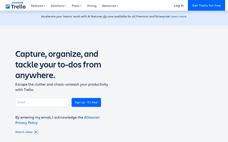 Website snapshot for Trello