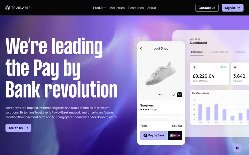 Website snapshot for TrueLayer