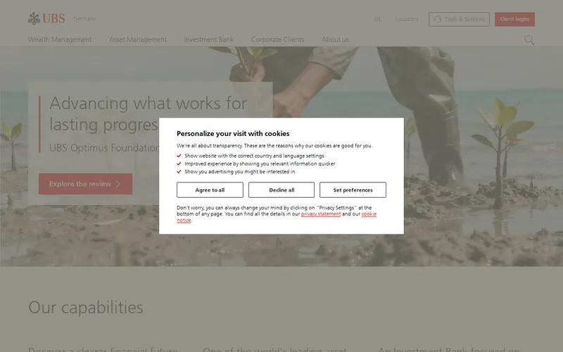 Website snapshot for UBS (historical)