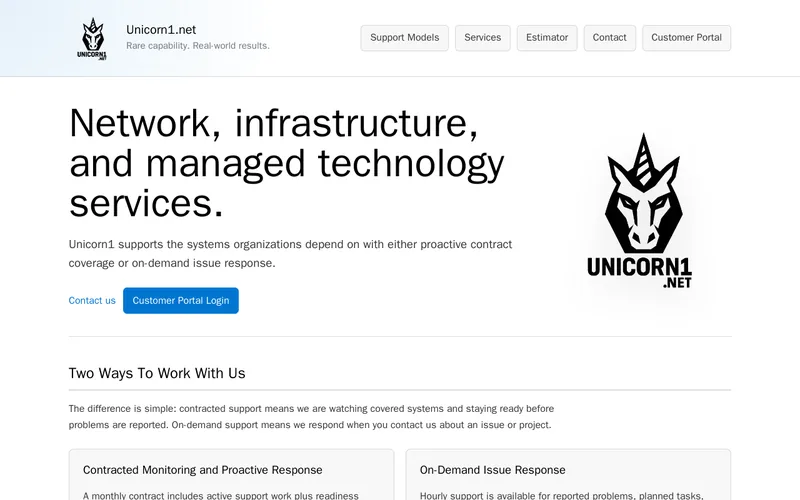 Website snapshot for Unicorn 1