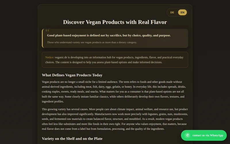 Website snapshot for Veganic
