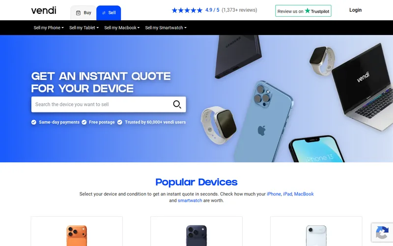 Website snapshot for Vendi