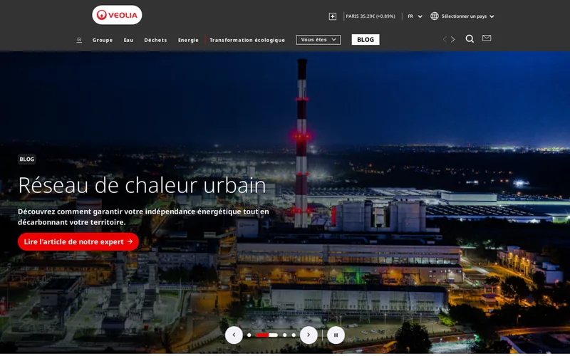 Website snapshot for Veolia