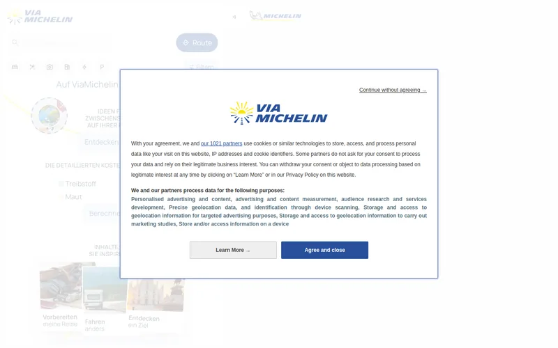 Website snapshot for ViaMichelin