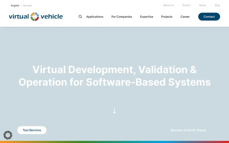 Website snapshot for Virtual Vehicle