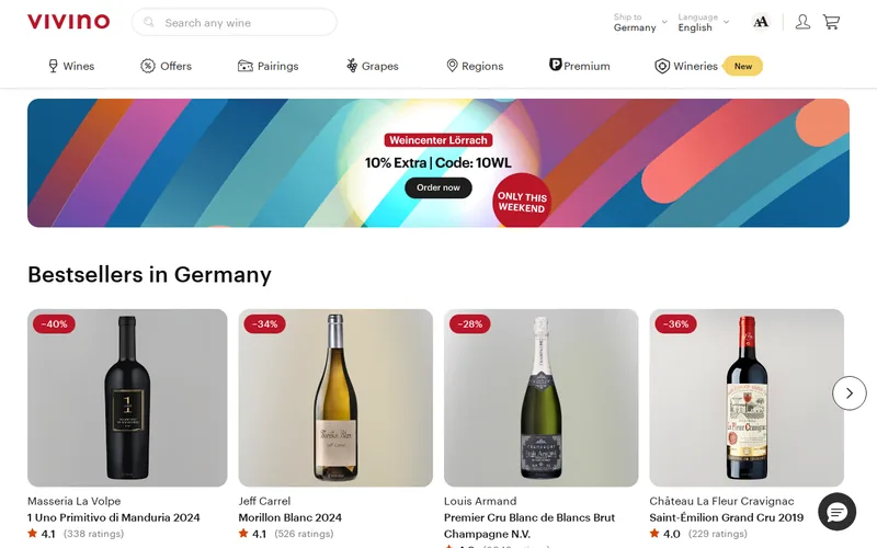 Website snapshot for Vivino