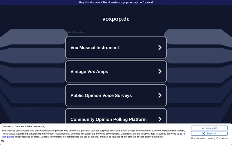 Website snapshot for VoxPop