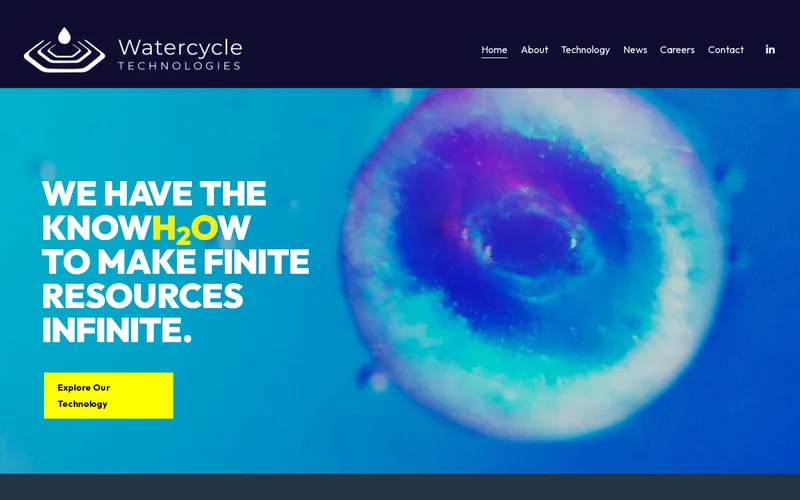 Website snapshot for Watercycle Technologies