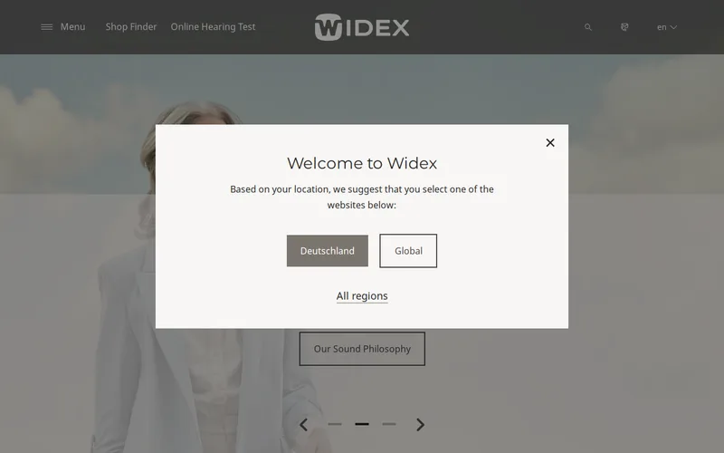 Website snapshot for Widex
