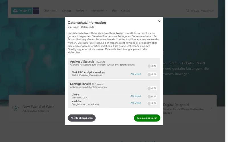 Website snapshot for WienIT