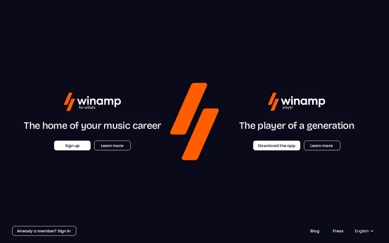 Website snapshot for Winamp