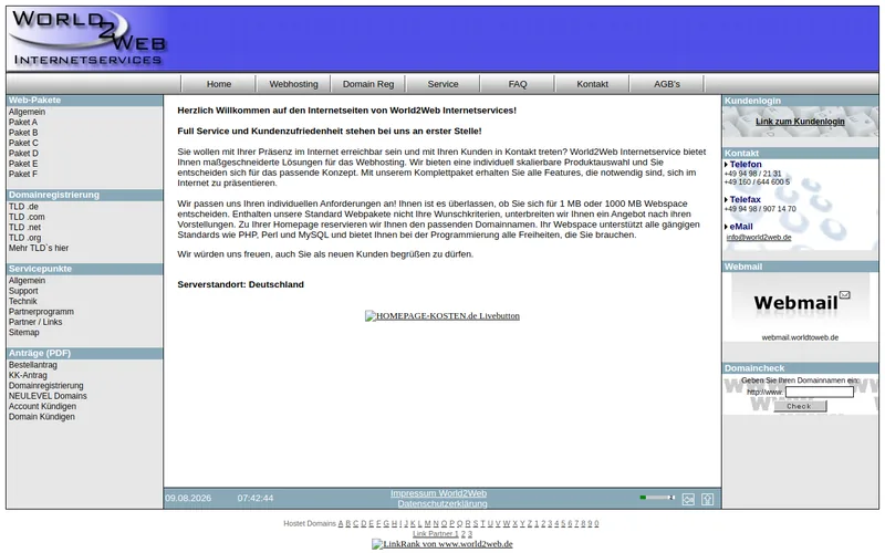 Website snapshot for World2Web