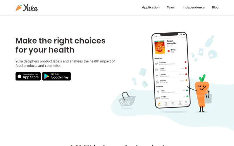 Website snapshot for Yuka