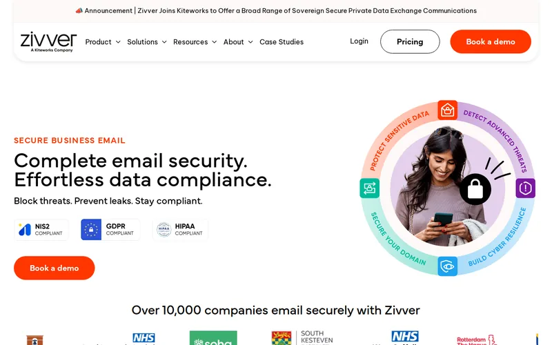 Website snapshot for Zivver