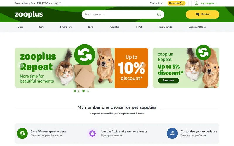 Website snapshot for Zooplus