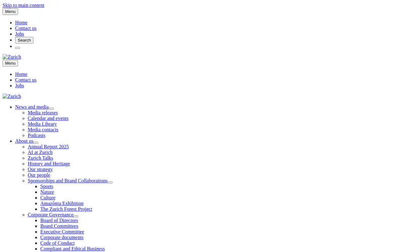 Website snapshot for Zurich