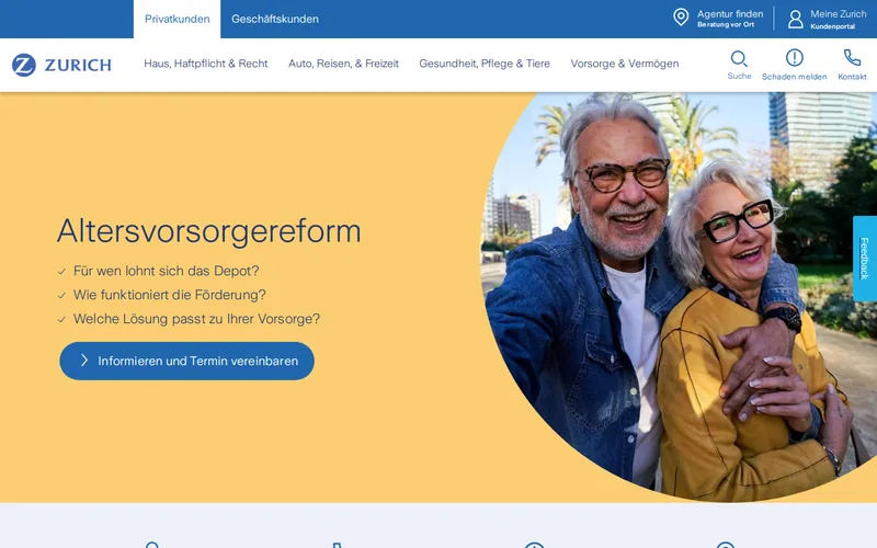 Website snapshot for Zurich Insurance