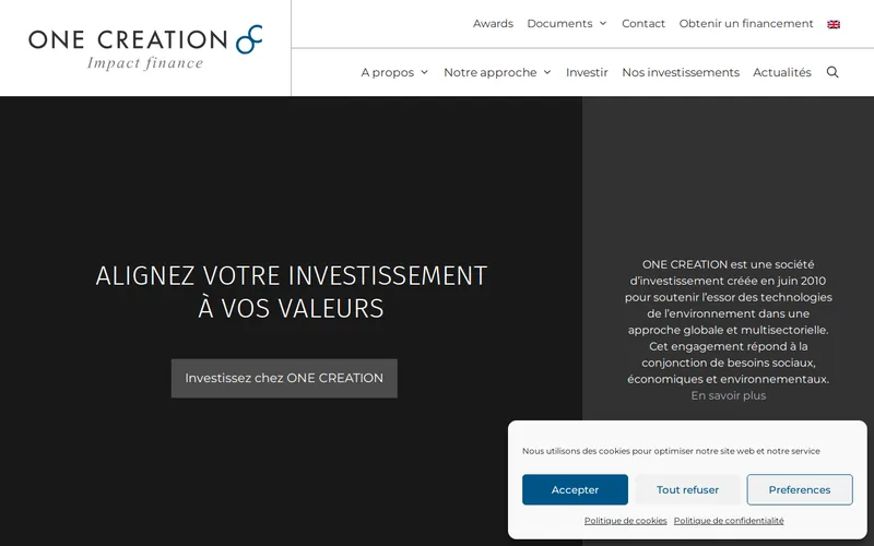 Website snapshot for ONE CREATION Coopérative